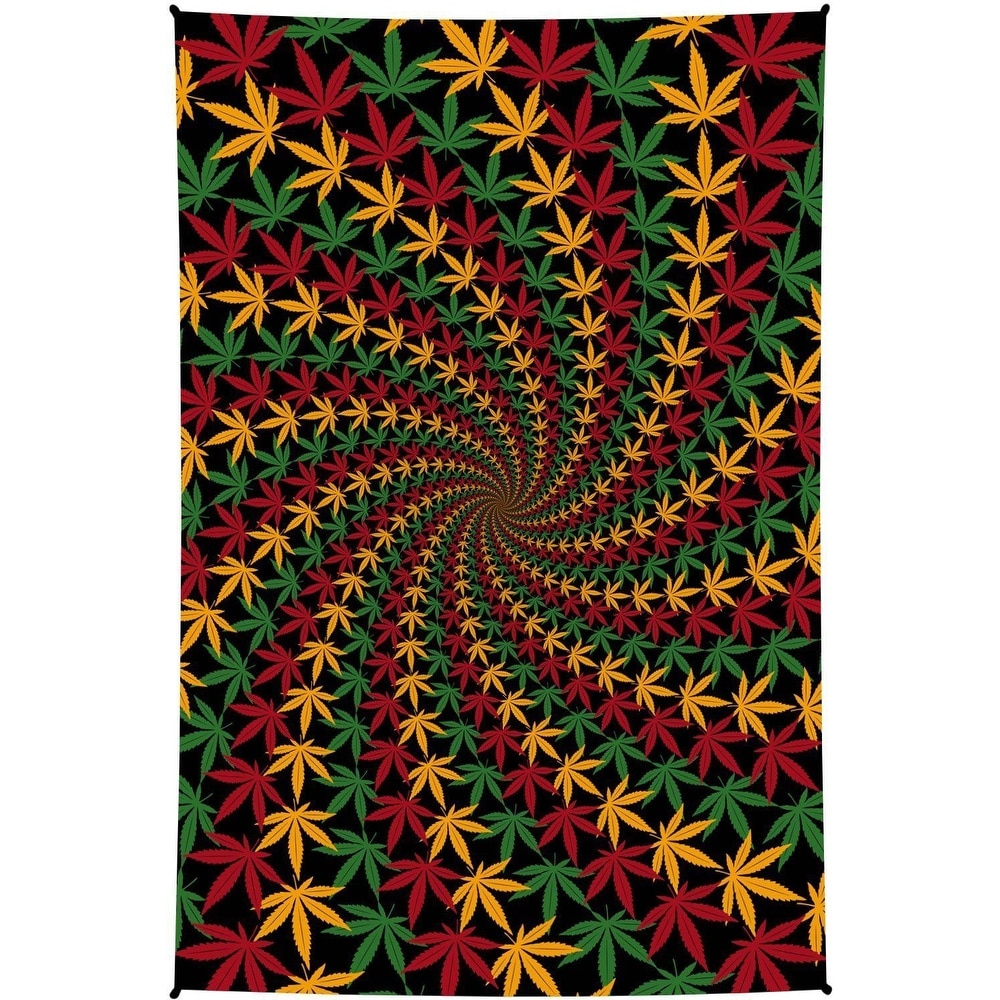 3d Rasta Leaf Spiral Tapestry Wall Hanging Tablecloth Bedspread Beach Sheet Overstock 17752129