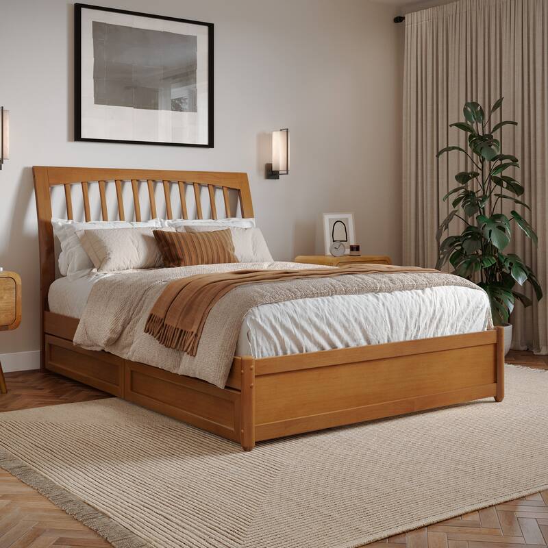 Roslyn Platform Bed with Panel Footboard and Storage Drawers