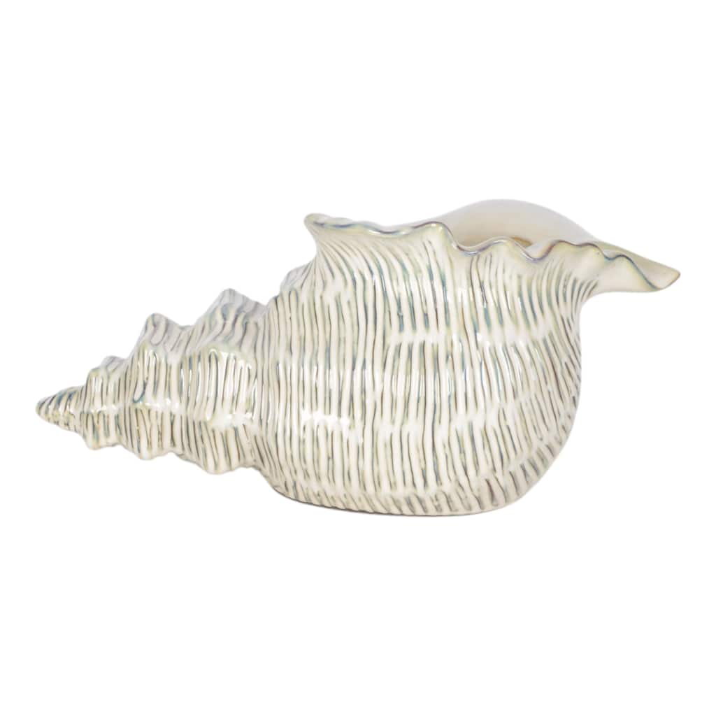 Ceramic Shell Shaped Sculpted Decorative Bowl with Textured Detail