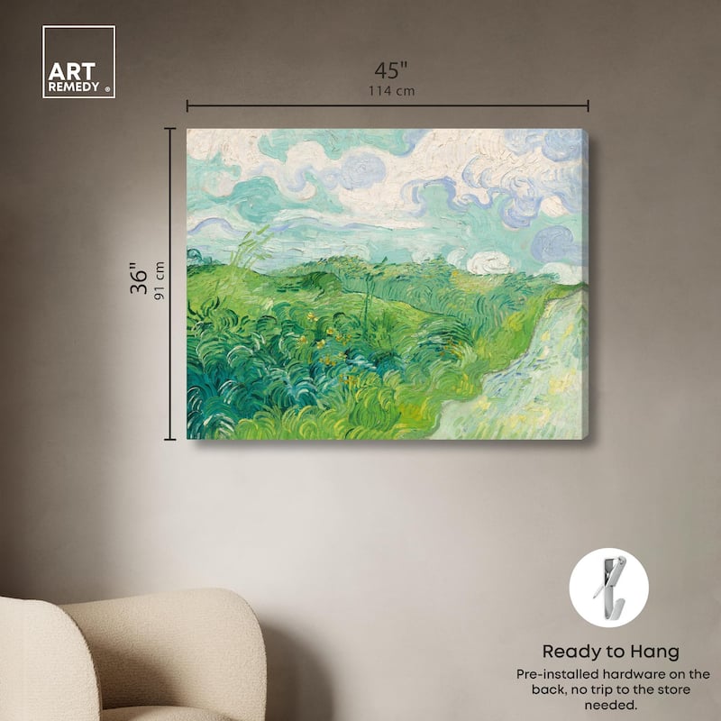 Green Wheat Fields Canvas by Art Remedy, Gallery Wrapped