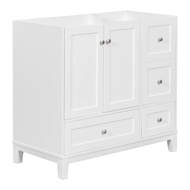 Modern 36-Inch Bathroom Vanity with USB Drawer Charging, Solid Wood Base, and Painted Finish(Sink not included) - 17.5in L