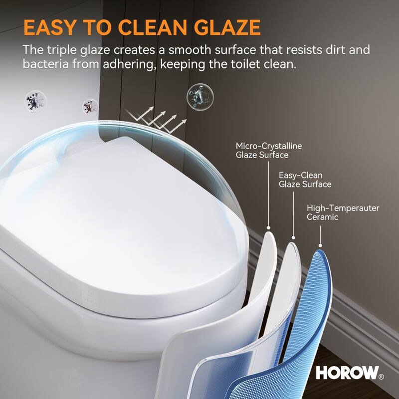 HOROW One Piece White Toilet featuring Dual Flush 0.8/1.28 GPF with Seat - N/A