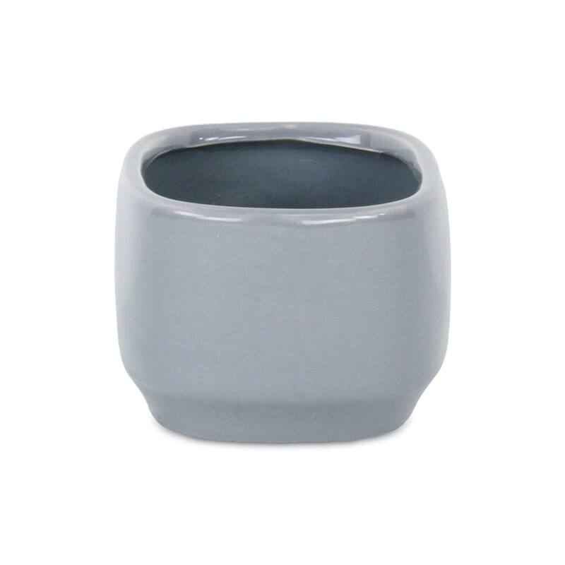Elegora Wide Curved Straight Side Ceramic Pot - Gray