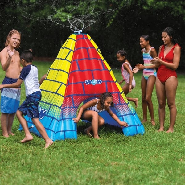 slide 2 of 8, WOW Watersports 5.5ft Rainbow Pyramid Backyard Sprinkler