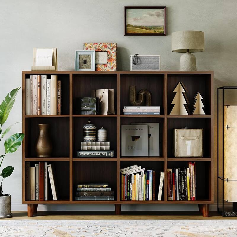 12 Cube Bookcase, Open Bookshelf Storage Organizer for Home Office Living Room Bedroom