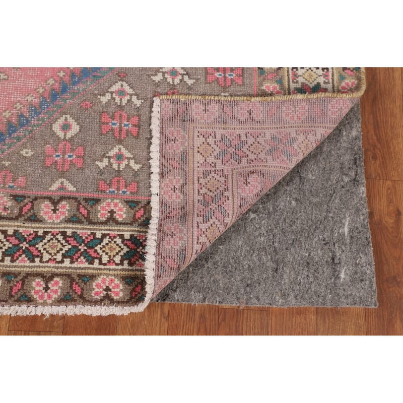 Distressed Pink Bakhtiari Persian Vintage Rug Hand-Knotted Wool Carpet - 5'6" x 9'7"