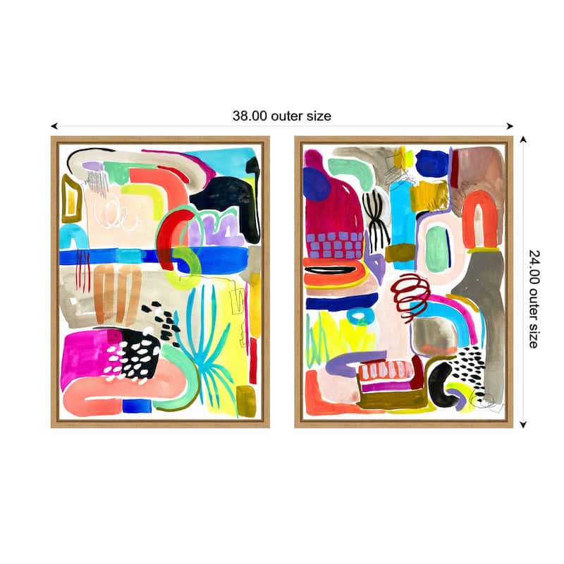 Kate and Laurel Sylvie Colorful Abstract 10 and 12 Framed Canvas Art Set by Emma Daisy