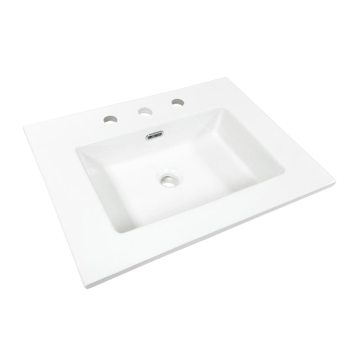 24" Single Ceramic Sink Top with 3-hole Faucet Holes - 24