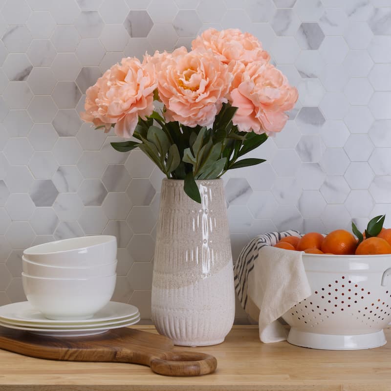 Elements Set of 6 Artificial Blush Peony, 18 Inch - N/A