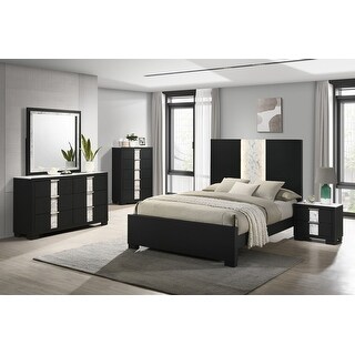 Eirena 3 Piece Black LED Panel Bedroom Set - Bed Bath & Beyond - 39071957