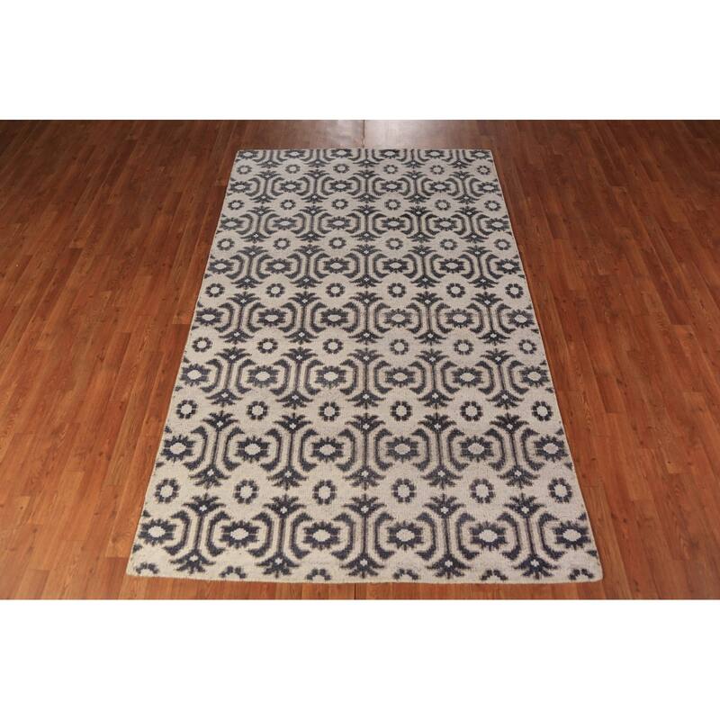 All-Over Geometric Moroccan Oriental Rug Hand-Knotted Wool Carpet - 4'1" x 7'11"
