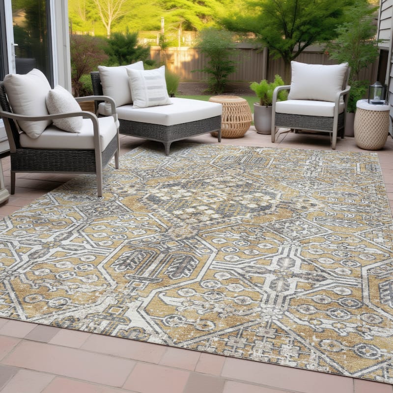 Machine Washable Indoor/Outdoor Traditional Eclectic Chantille Rug