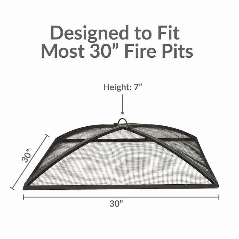 Sunnydaze Square Outdoor Fire Pit Spark Screen - 30" Square