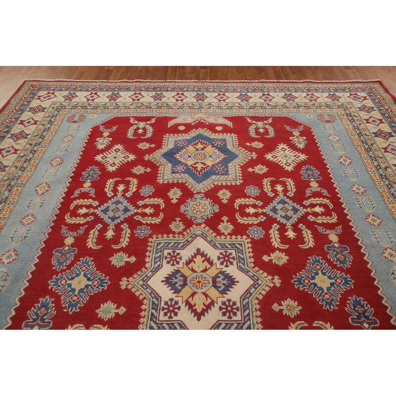 Red Kazak Area Rug Handmade Traditional Oriental Wool Carpet - 10'0"x 12'10"