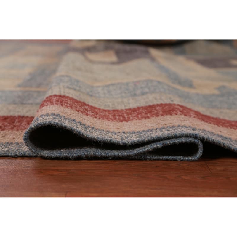 Hand Woven Oriental 100% Jute Carpet Southwestern Modern Multi-Colored Kilim Area Rug - 10' 0'' X 8' 7''