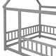 preview thumbnail 36 of 69, Floor Wooden Bed with House Roof Frame, Fence Guardrails