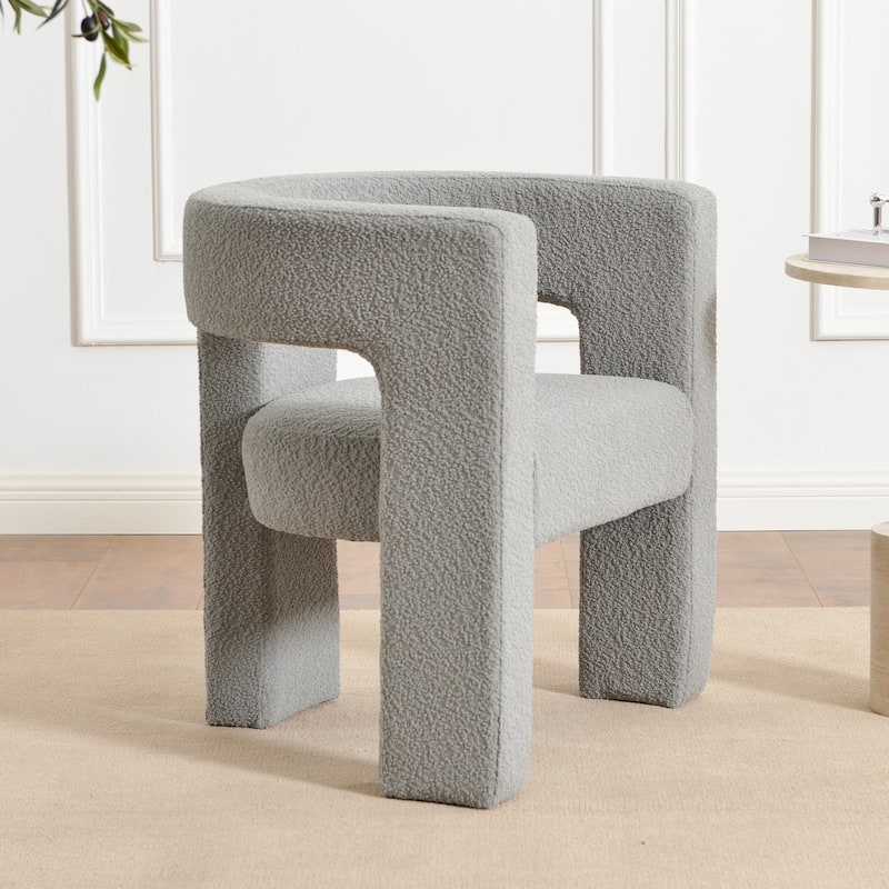 KINWELL 28" Wide Boucle Upholstered Square Armchair