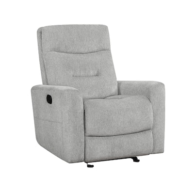 Lyns Manual Glider Recliner Armchair, Soft Gray Chenille, Solid Wood