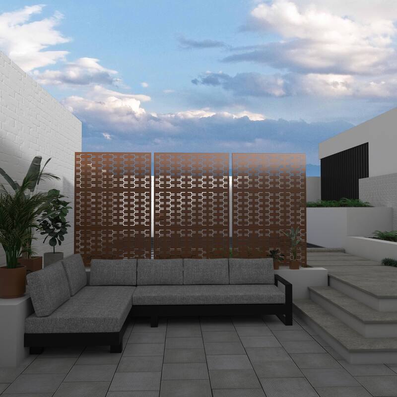 Metal Privacy Screen Panel Free Standing Bricks - 76x47