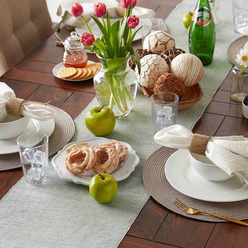 DII Mineral Eco-Friendly Chambray Fine Ribbed Table Runner 13x72 inches