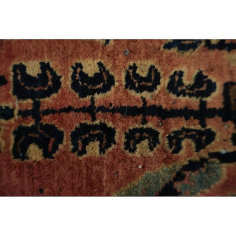 Hand Knotted Oriental 100% Wool Carpet Traditional Floral Oranges & Rust Sarouk Area Rug - 4' 0'' X 2' 0''