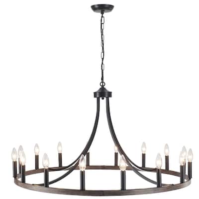 16-light Farmhouse Metal Wagon Wheel 37.99in Chandelier Not With bulb for Multiple Spaces
