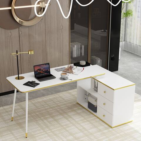 55.1"Corner Computer Desk Office Desk Study Writing Table Workstation
