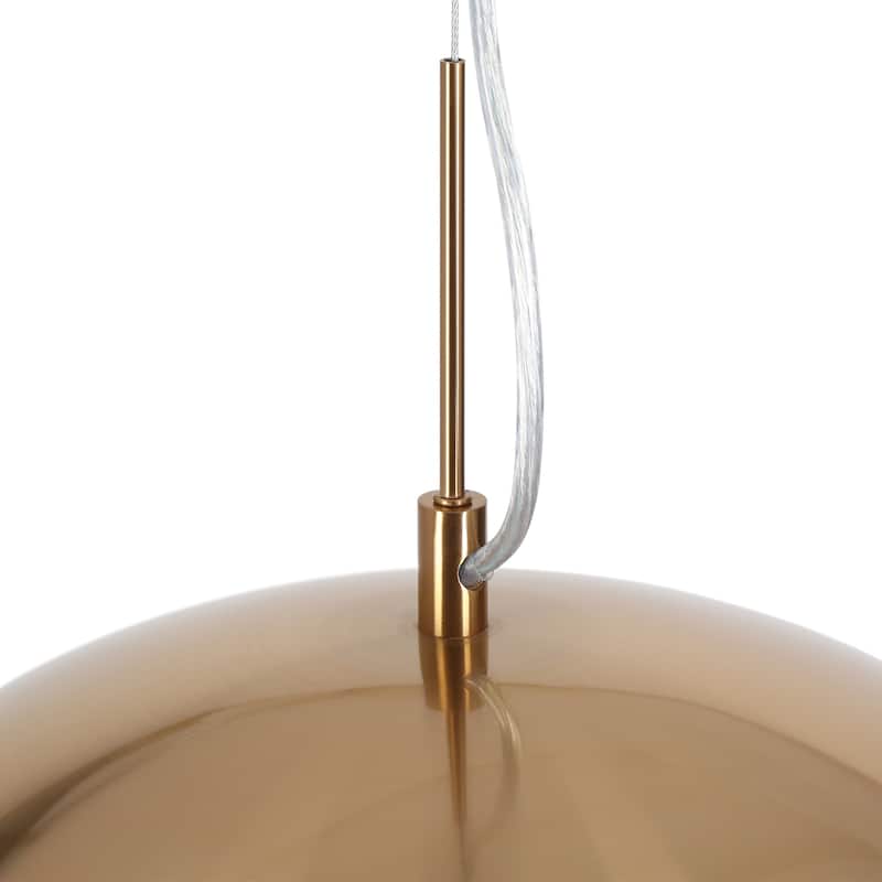 Modern 1-Light LED Dome Pendant Light Black Gold Island Lights - D12" x H69.5" Max