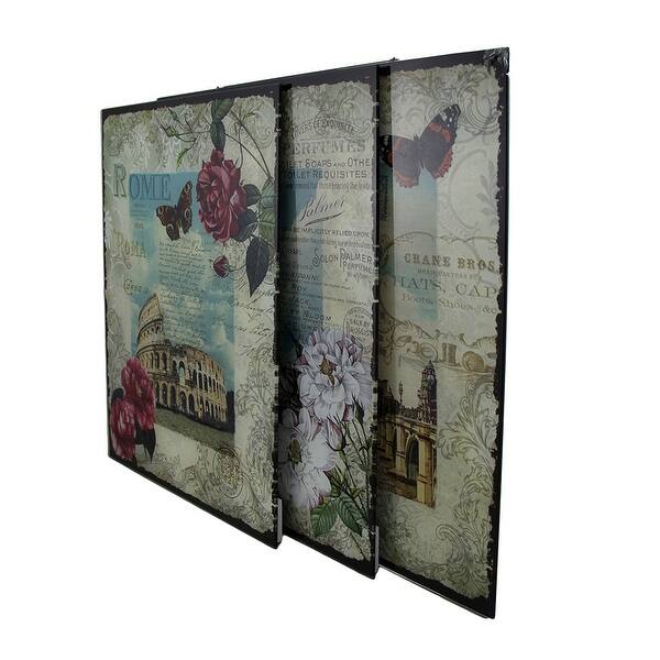 Shop 3 Pc New York London Rome Decorative Glass Wall Hanging