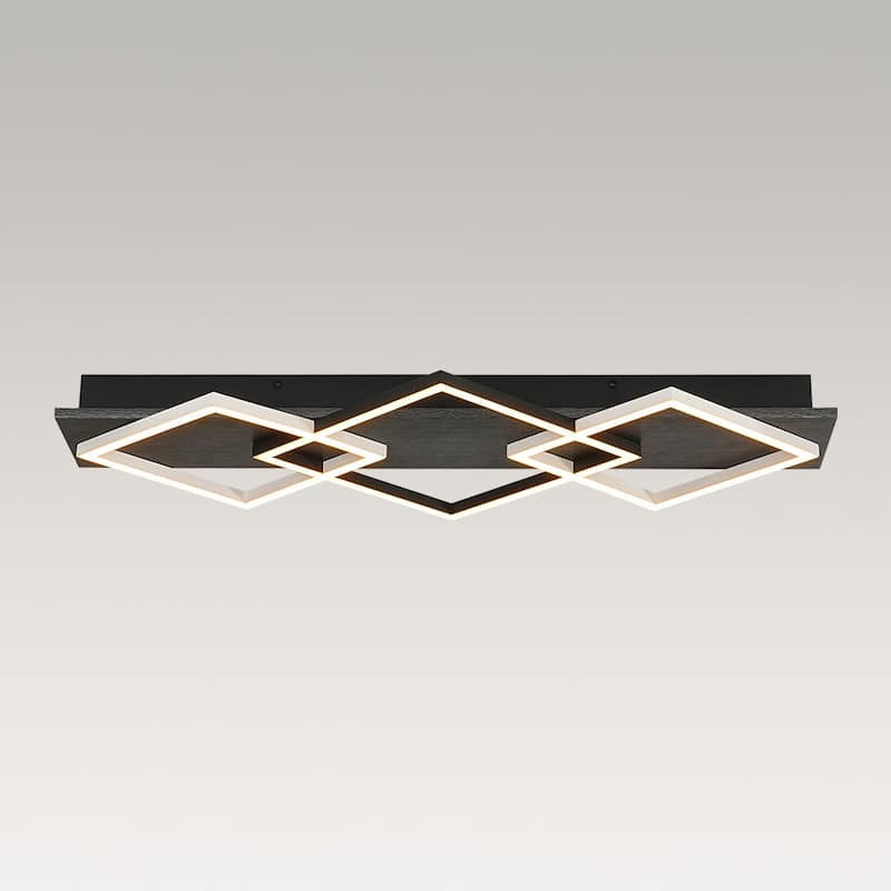 3-Light Dimmable LED Linear Semi-flush Mount For Living Room - N/A
