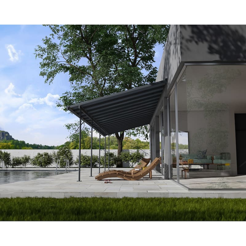 Sierra 10 ft. Gray/Gray Aluminum Patio Cover