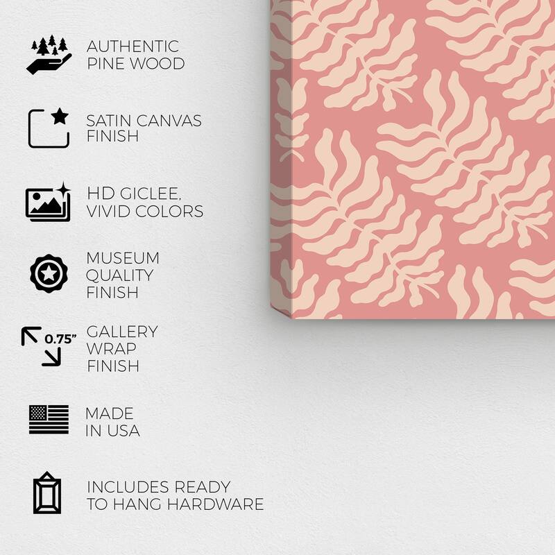 Wynwood Studio Canvas Abstract Ferns like Arrows Pink and Rose Pink Modern & Contemporary Wall Art Canvas Print