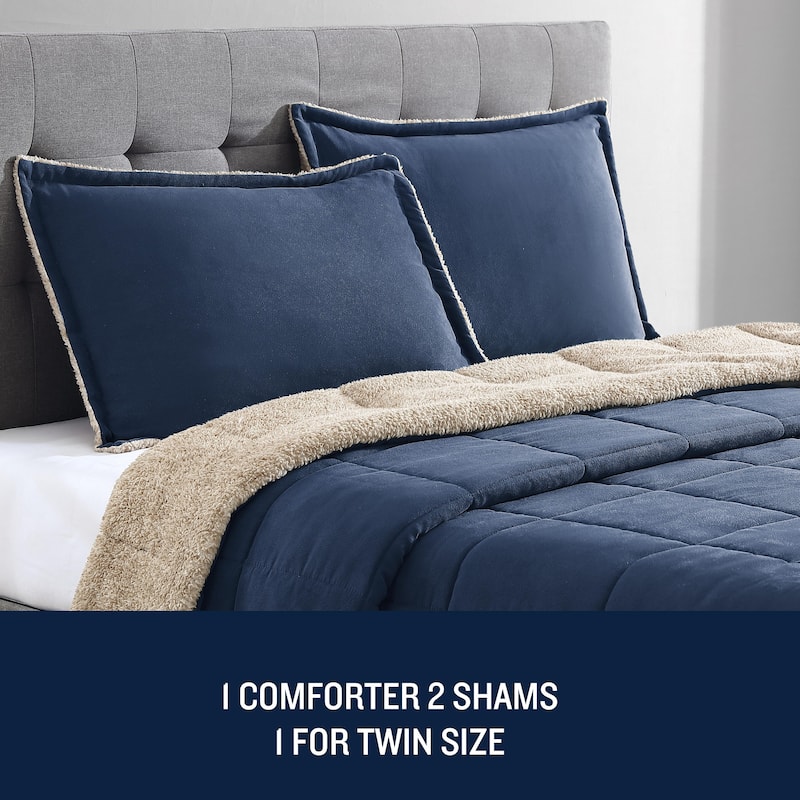 Nautica Beckett Microsuede Reversible Navy Comforter Set