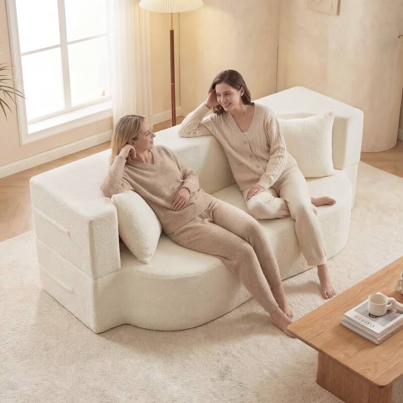 Gymax 75.5'' Folding Sofa Bed w/2 Comfortable Pillows No Assembly