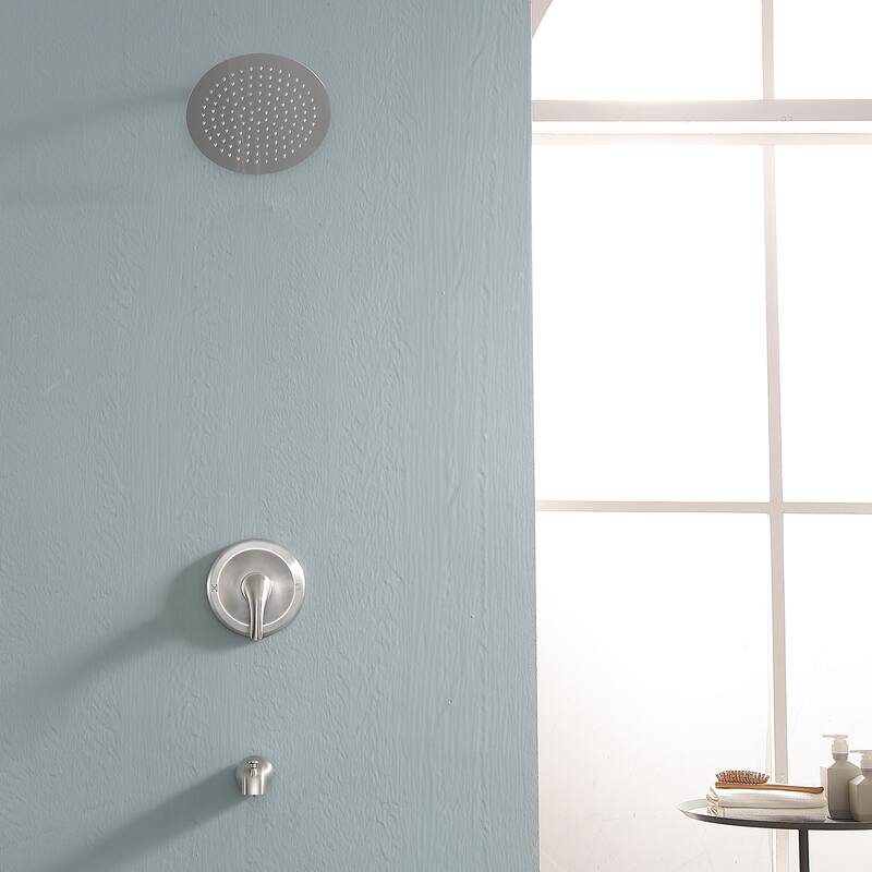 10 in. Wall Mounted Single-Handle 2-Spray Round Tub and Shower Faucet