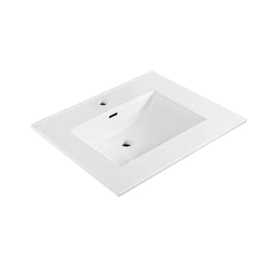Countertop Vanity Sink with Integrated Rectangular Bowl
