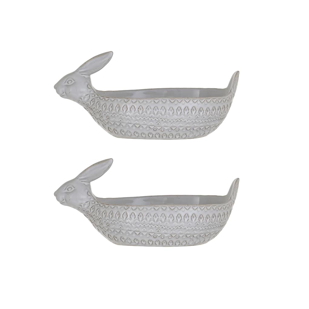 Debossed Stoneware Bowls with Reactive Glaze