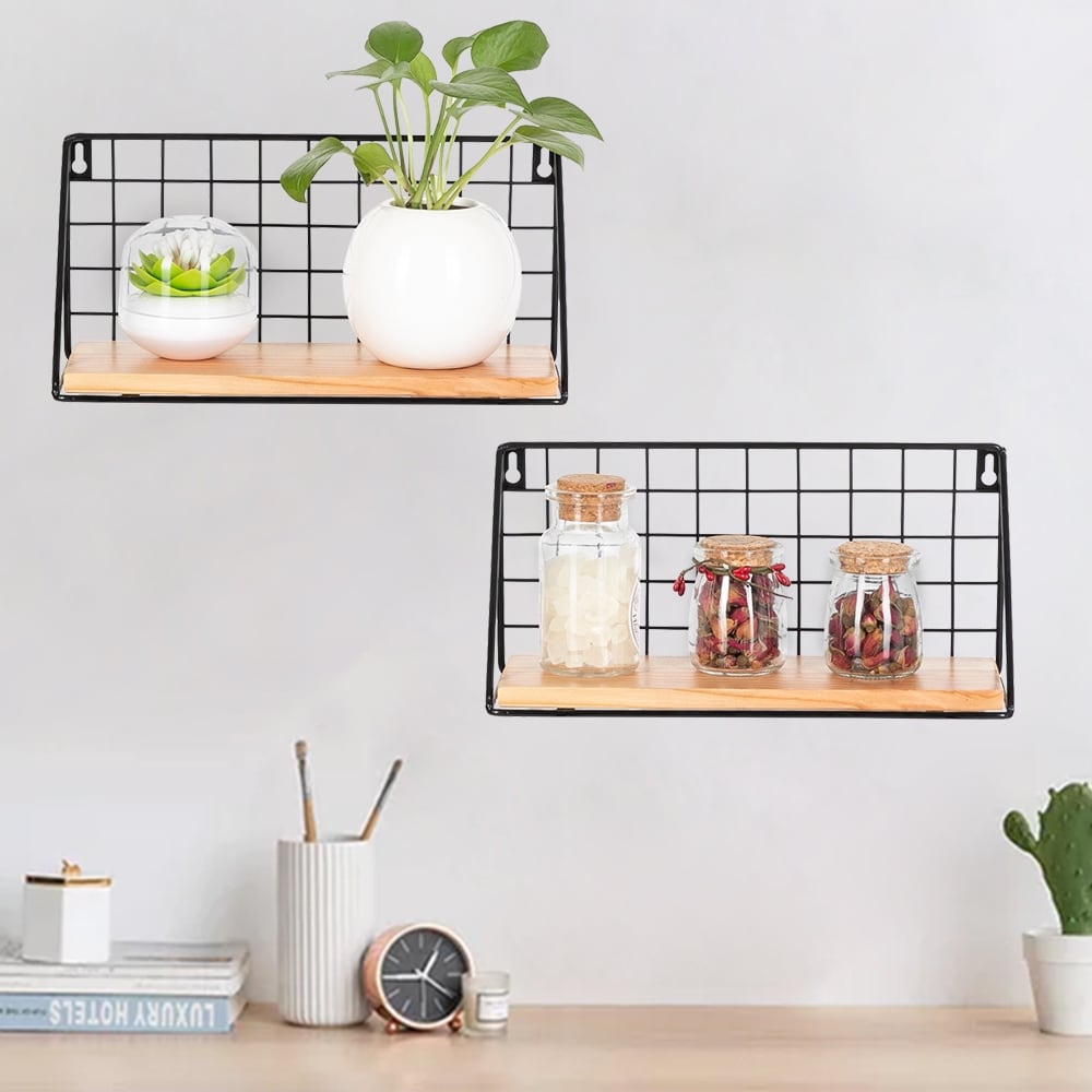 Bathroom Sundry Hanging Shelves for Bedroom Small storage shelf Wall Mounted Floating Shelves Set of 2 Kitchen Bathroom Accessories Organizer Self Stick Toilet Office wall Living Room