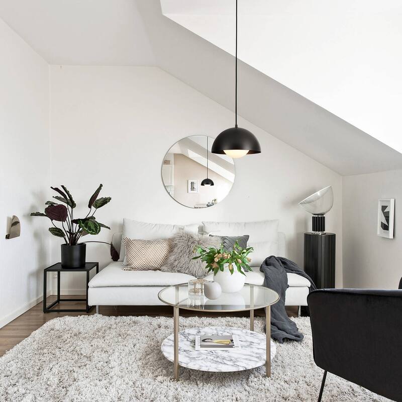 1-Light 11.8" Modern Farmhouse Black Dome Frosted Glass Globe Pendant Light for Kitchen Island - 11.8 in. W x 9.84 in. H