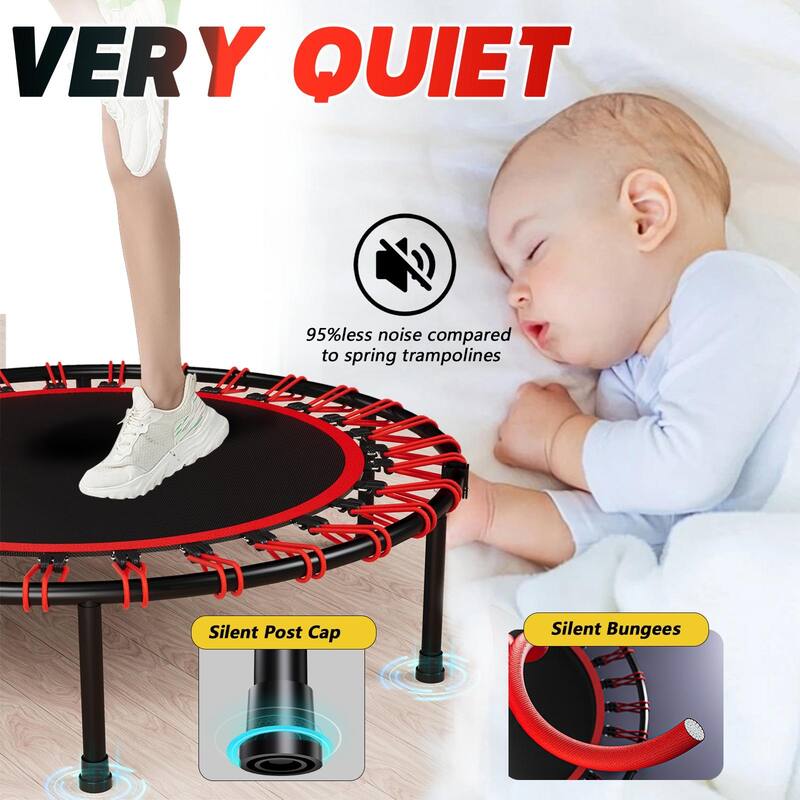 40inch Foldable Trampoline With Handle-Premium-Elastic -Black