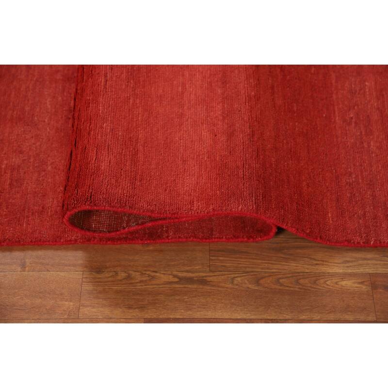 Modern Red Gabbeh Oriental Area Rug Hand-Knotted Wool Carpet - 5'6"x 7'10"