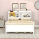 preview thumbnail 4 of 9, Superior Quality Captain Bed with Type-C USB Ports, Wood Platform Full Bed Frame with LED Light Headboard & Trundle, White
