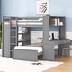 preview thumbnail 1 of 7, Full Loft Bed with Twin Stand-alone bed, Shelves,Desk,and Wardrobe-Gray Gray