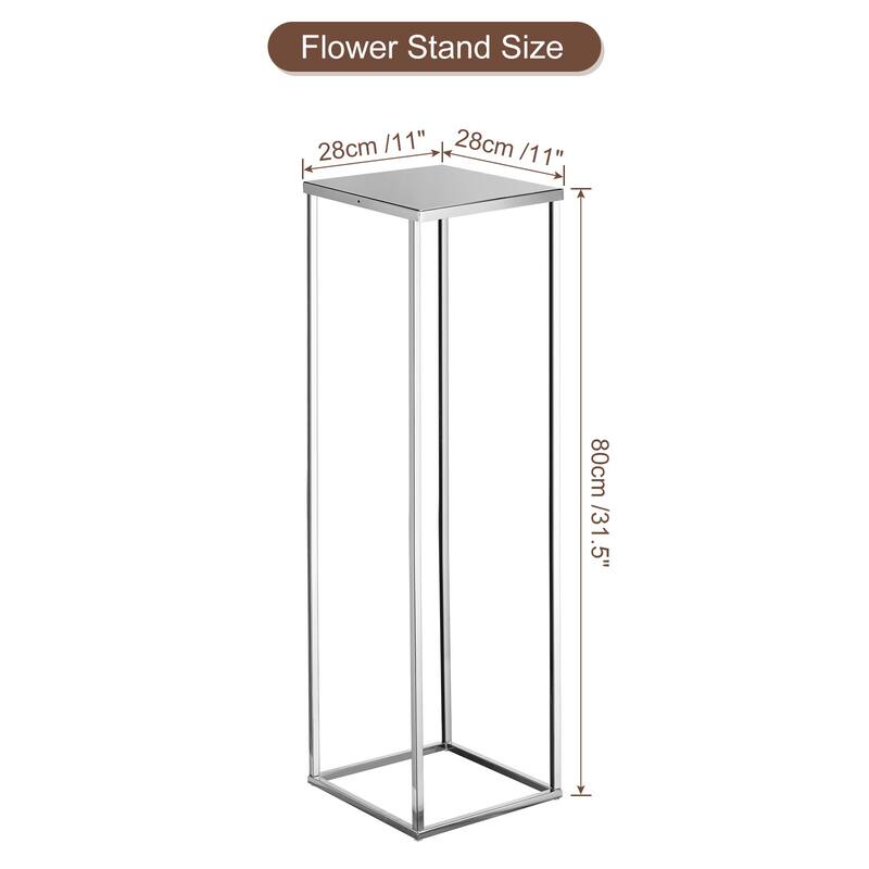 Wedding Flower Stand Vase Column, Metal Flower Rack 2Pcs - Silver Tone - 28*28*80cm