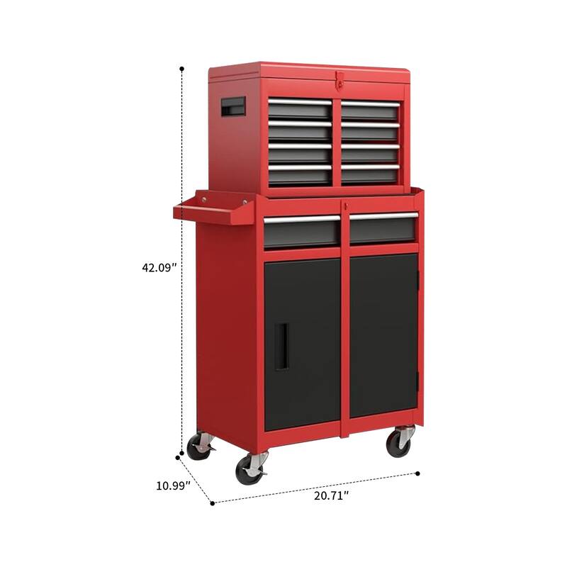 Modern and convenient work supply tool cabinet set with handles, drawers and cabinets, metal frame for garage workshop