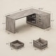 preview thumbnail 131 of 156, Farmhouse Executive L Shaped Desk Home Office Desk with Drawers and Storage Cabinet & Power Outlet
