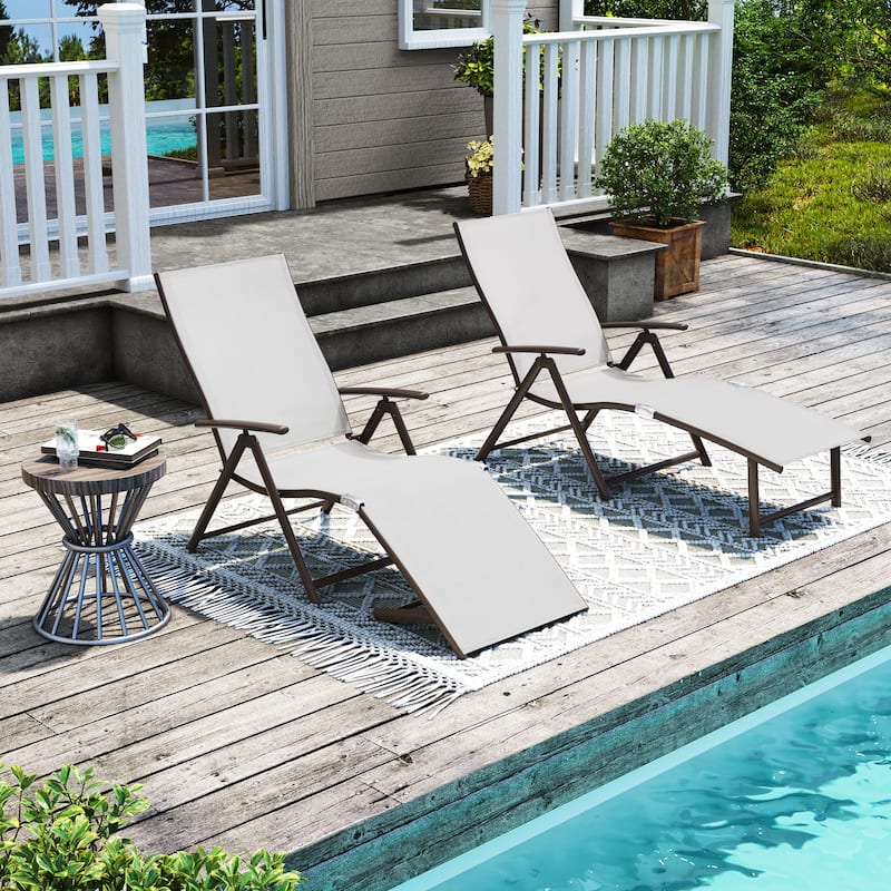 Pellebant 2PCS Adjustable Aluminum Patio Chaise Lounge Chair