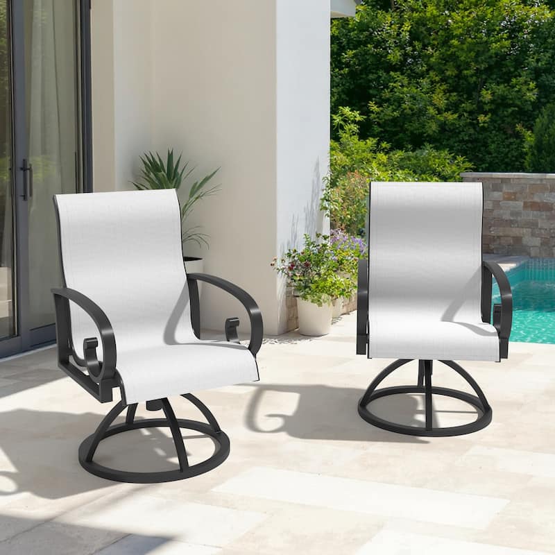 Outdoor Aluminum Patio Swivel Dining Chairs with Sunbrella Fabric