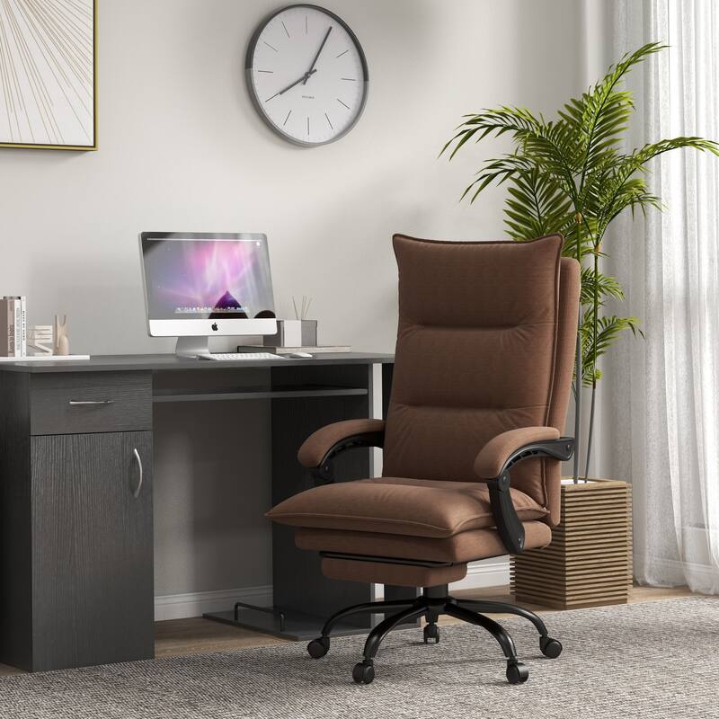Executive Massage Office Chair with 6 Vibration Points, Microfiber Computer Desk Chair, Heated Reclining Chair with Footrest