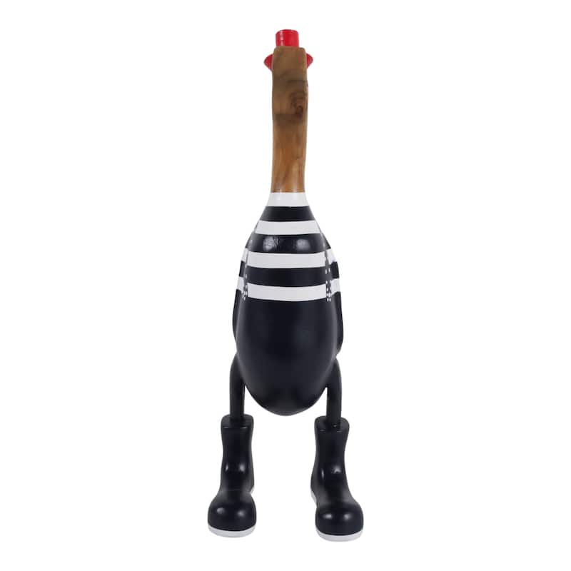 Decorative Wooden Duck Figurine Sculpture - 16.0"